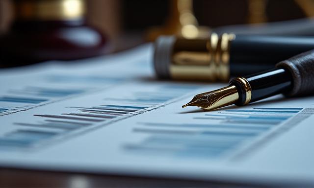 Close up of high-end legal documents and financial reports