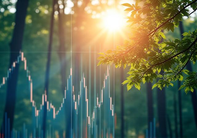 A conceptual image showing professional financial documents overlaying a lush, green sustainable forest landscape representing growth and responsibility.